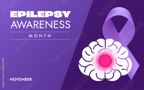 Epilepsy awareness month, banner, background, template, healthcare,  horizontal vector illustration