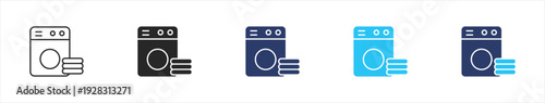Washing machine icon set illustration multiple style collection