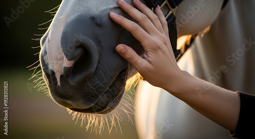 Gentle Hand Touching Horse's Nose During Horse Protection Day Celebrations