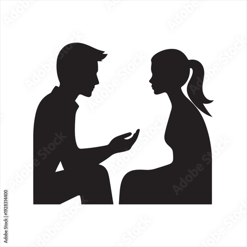 therapist and client vector silhouette line art logo design illustration
