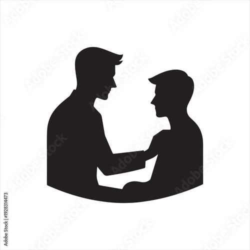 therapist and client vector silhouette line art logo design illustration
