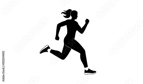 Female runner participation in marathon race flat style vector illustration sporty woman isolated on white