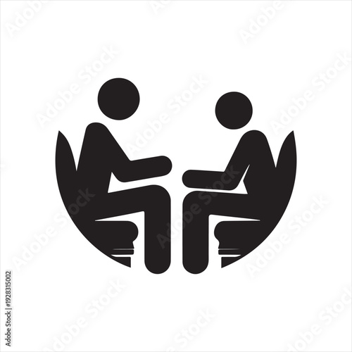 therapist and client vector silhouette line art logo design illustration
