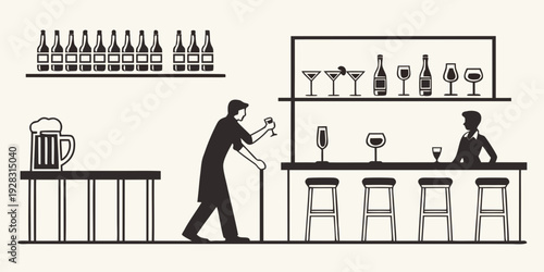 A chef is preparing a meal in a professional kitchen with various ingredients and utensils. Vector