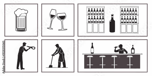 A visual representation of various aspects of the hospitality industry Vector