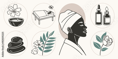 A diverse collection of hats and headwear displayed in a circular arrangement Vector