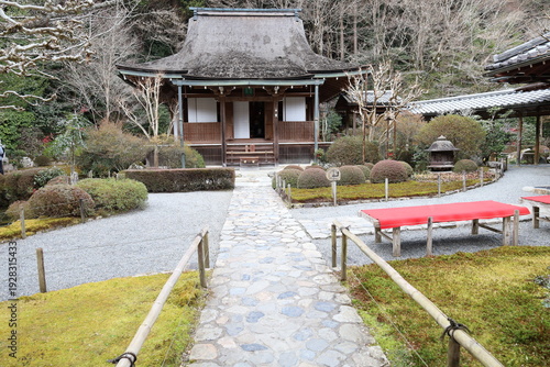  A Japanese traditional house ; a scene of the Japanese garden in the precincts of a temple at Ohara in Kyoto City