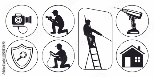 Six icons representing safety measures and precautions in various situations Vector