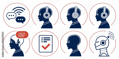 Illustration of various people experiencing different types of headaches. Vector