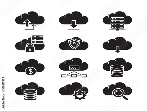 Modern cloud set for beautiful infrastructure and hosting visuals