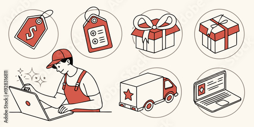 Assorted food items displayed on a table with various toppings and ingredients Vector