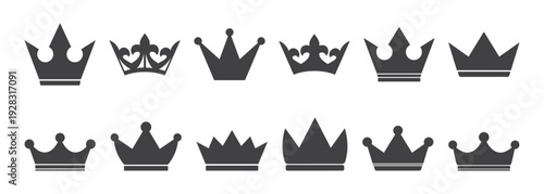 Royal crown silhouettes collection. Vector king and queen symbols suitable for logo design