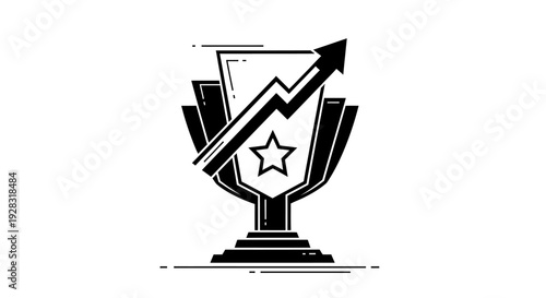 Trophy with Upward Arrow and Star Symbolizing Achievement and Growth.