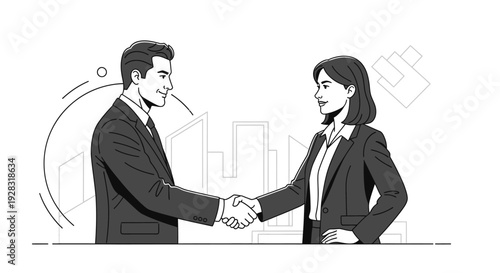Professional Business Handshake Between Man and Woman.