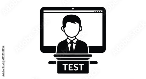 Online proctoring icon depicts a person taking a test on a computer screen