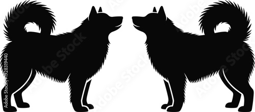 Black silhouette of two goats facing each other on a hill, symmetrical mountain animal vector illustration for Capricorn zodiac themes.
