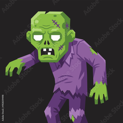 Cartoon Zombie Character Isolated.