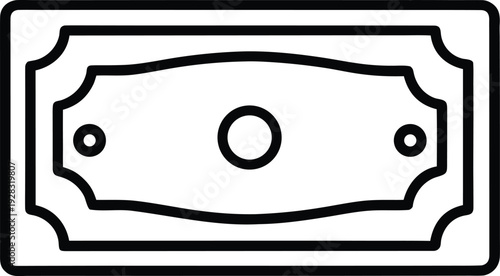 Paper Money Banknote Line Art Icon for Currency Concept