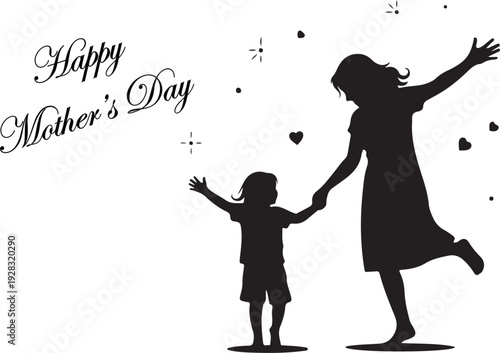 Silhouette of a mother and child celebrating mother's day with joy and love