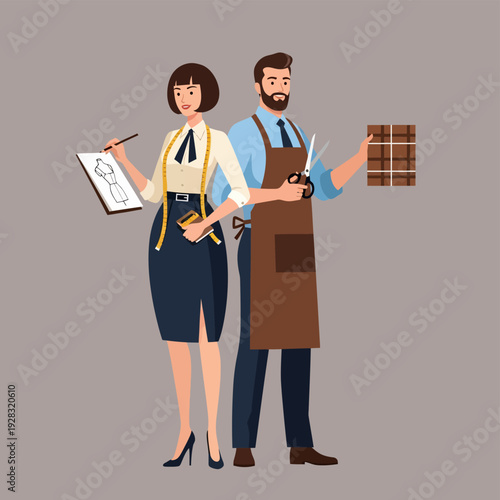 Chef and Pastry Chef Standing Together.