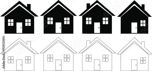 Architectural house designs and their blueprint illustrations side by side