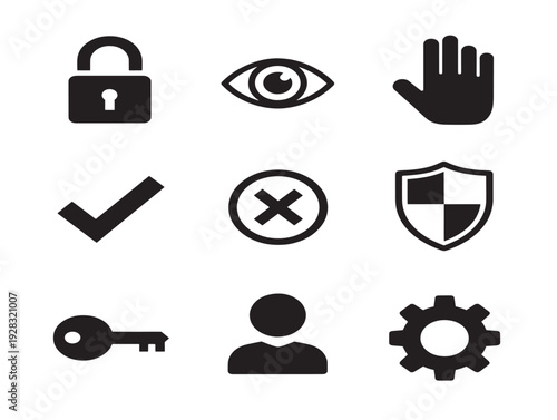 Detailed permission icons with dynamic access control silhouette designs