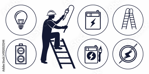 Illustrations of various tools and symbols representing different aspects of planning and execution Vector