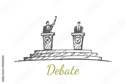 Debate Sketch - candidates speaking at podiums