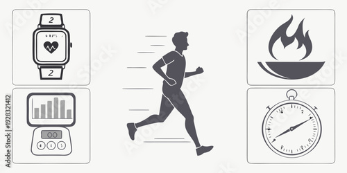 Health and fitness tracking with wearable technology and smart devices Vector