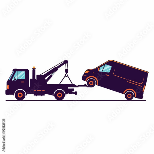 Tow Truck Towing Disabled Van Vehicle.
