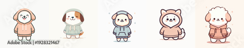 cute dog vector wearing hoodie