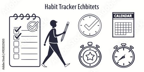 Illustrations of various fitness tracker features and their benefits Vector