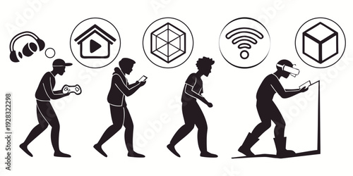 A visual representation of the evolution of human roles in the digital age Vector