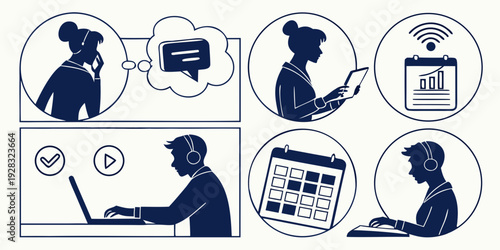 Illustrations of various cybersecurity threats and safety measures. Vector