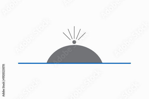 Minimalist vector illustration of a whale in the ocean with water spout