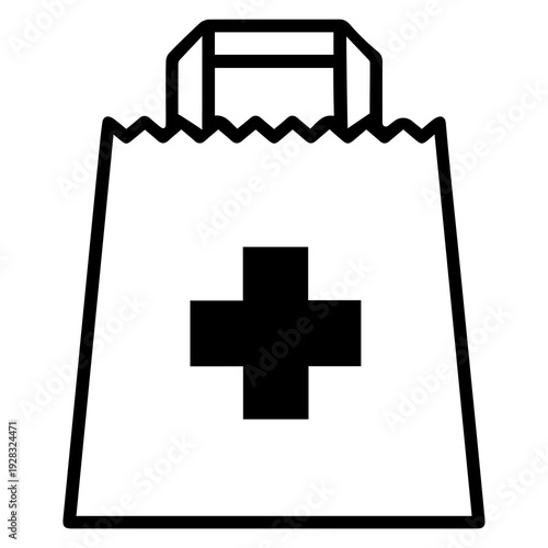 Pharmacy Bag Outline Flat Black Silhouette PNG