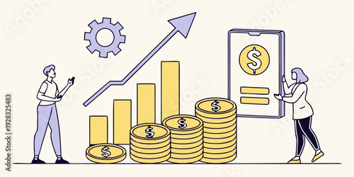 Businessman organizing savings, investing in real estate and insurance, handling banknotes, and planning dividends, interest, and financial growth.