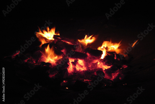 Outdoor summer night bonfire background