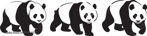Panda Silhouette SVG Set – Cute Bear Clipart, Bamboo Animal Vector & Wildlife Design Elements