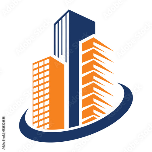Modern Skyscraper Buildings Logo - Corporate Architecture Concept