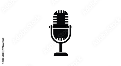 Vintage style microphone illustration on a plain white background silhouette