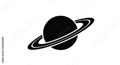 A black planet with prominent rings a striking silhouette