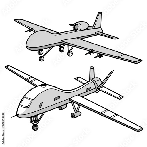 Gray of two unmanned aerial vehicles drone aircraft