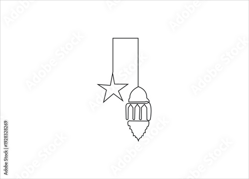 Continuous Line Art of Islamic Star and Lantern