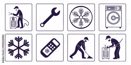 Assorted icons representing various tools, activities, and safety measures Vector