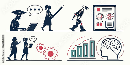 Illustrations depicting various aspects of business and communication challenges. Vector