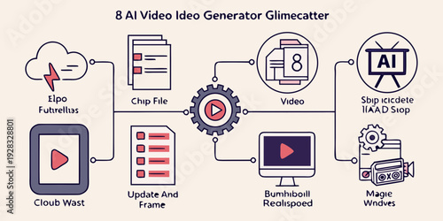 Illustration of a video data governance directory showcasing various components and their interactions Vector