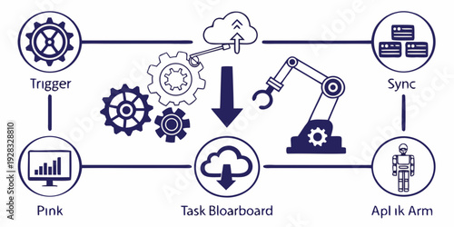 Illustration of the process of how blockchain technology can be applied to supply chain management Vector