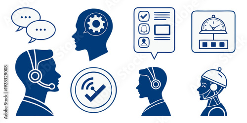 Illustration of people engaging in various communication and learning activities Vector