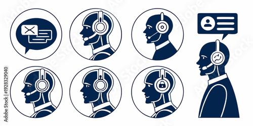 Diverse group of people icons representing various professions and activities Vector